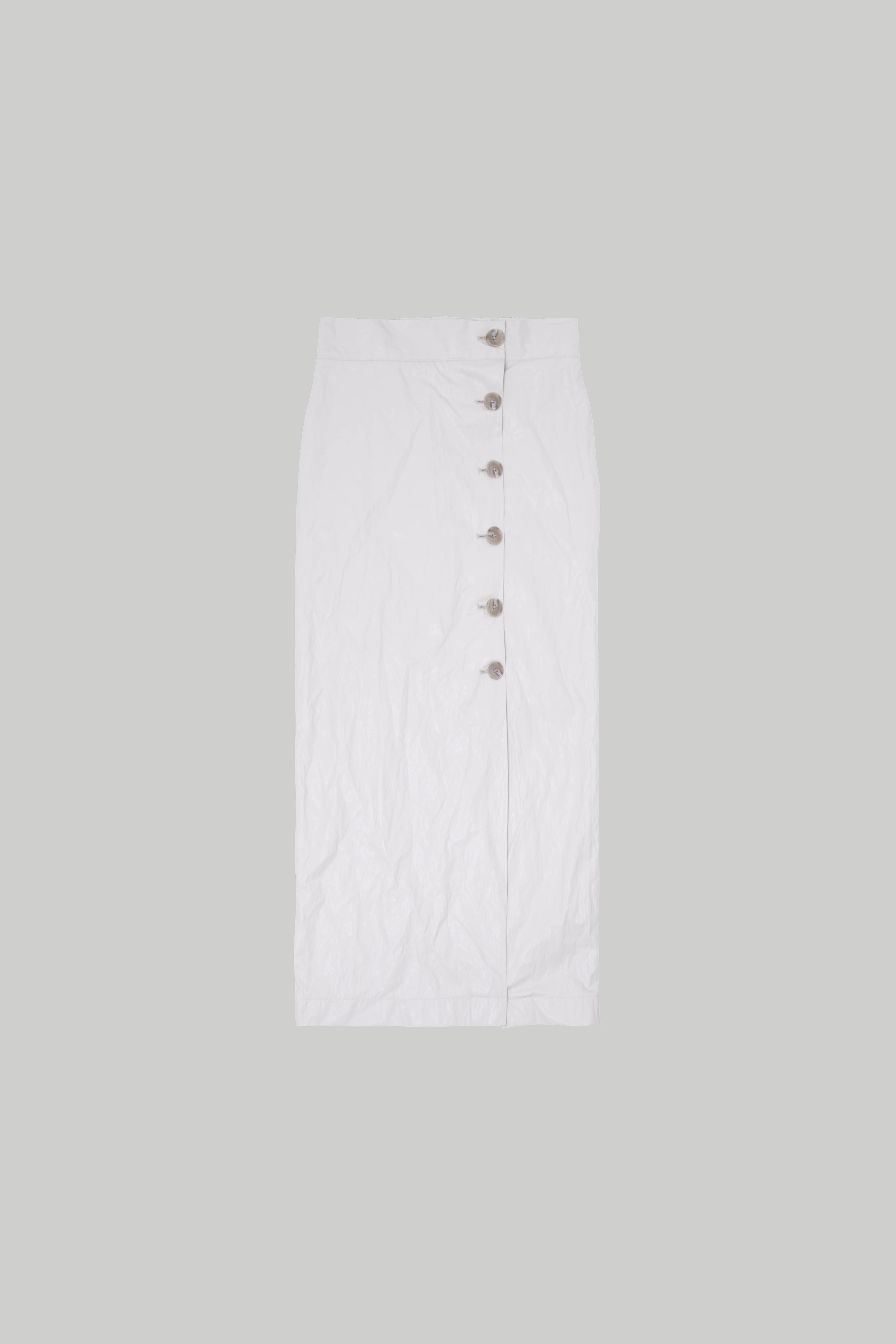 LEATHER BUTTON SKIRT IVORY